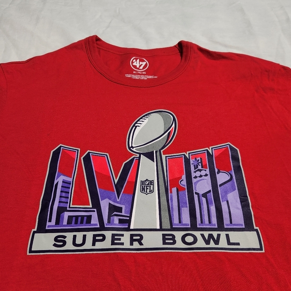 New Super Bowl LVIII Red '47 Brand T-Shirt NFL Las Vegas XL NWT - Picture 2 of 6